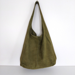 Wildleder Tasche Shopper Beutelform - olivgrn