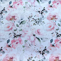 Canvas Stoff Rosen Blumen, weiß