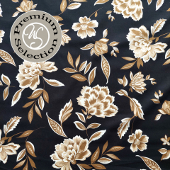 Silky Cotton Baumwollstoff Blumen Notte Fiorita beige ecrue schwarz  - Made in Italy