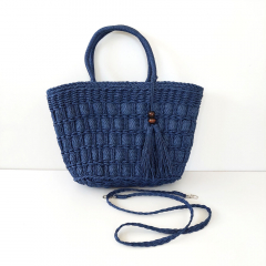 Korbtasche Strohtasche, blau
