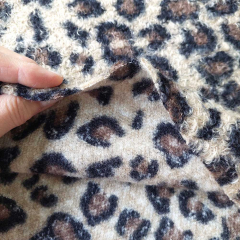 Boucle Stoff Leopardenmuster Leoprint, schwarz braun beige