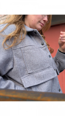 Jackenstoff Wool Look klassischer Stil, grau meliert