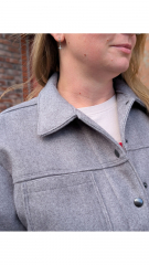 Jackenstoff Wool Look klassischer Stil, grau meliert