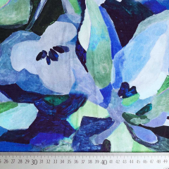 RESTST�CK 285 cm Viskose Jerseystoff abstraktes Muster Aquarell Stil, dunkelblau gr�n hellblau