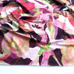 Viskose Jerseystoff abstraktes Muster Aquarell Stil, rot weinrot