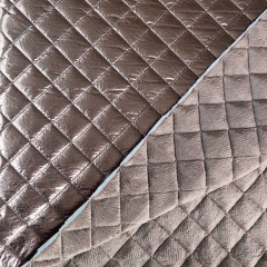Steppstoff Doubleface Lederimitat Fellimitat, braun metallic