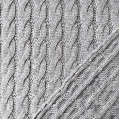 RESTST�CK 50 cm Strickstoff Zopfmuster klassischer Stil, mittelgrau