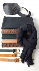 EINZELST�CK 1,2 m Italienischer Doubleface-Wollmischstoff Deadstock Designerstoff - camel schwarz