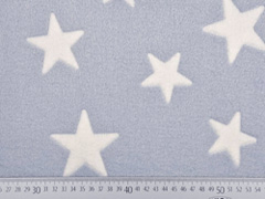 Wellness Fleece Stoff Jacquard  Sterne, wei hellblau