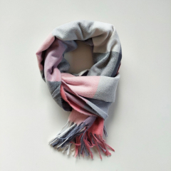Schal Halstuch kariert Karomuster flauschig weich, altrosa grau rosa wei