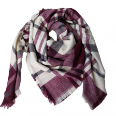 Schal Halstuch kariert Karomuster flauschig weich, burgundy creme grau