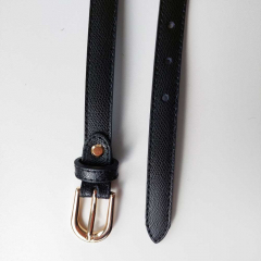 Ledergrtel schmal uni Gr. 85 (104 cm) gold Schnalle, schwarz