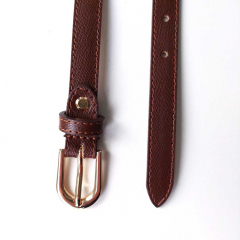 Ledergrtel schmal uni Gr. 85 (104 cm) gold Schnalle, braun