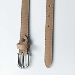 Ledergrtel schmal uni Gr. 85 (104 cm) silber Schnalle, taupe