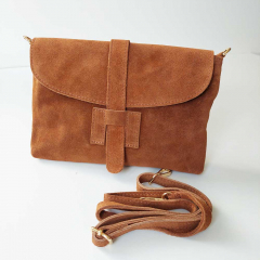 Wildledertasche rechteckig weich soft - cognac - Made in Italy