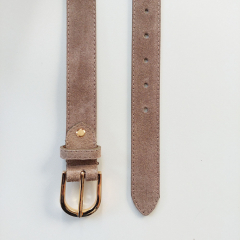 Wildledergrtel  uni Gr. 95 (114 cm) goldene Schnalle - taupe - Made in Italy