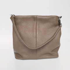 Ledertasche Umhngetasche Lederriemen - taupe - silber Schnallen - Made in Italy