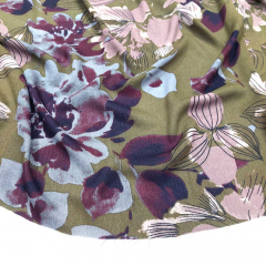 Viskose Crepe Stoff Blumen Webware, burgundy altrosa olivgrn