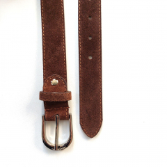 Wildledergrtel  uni Gr. 90 (109 cm) silberne Schnalle - schokobraun - Made in Italy