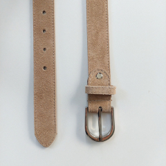 Wildledergrtel  uni Gr. 90 (109 cm) silberne Schnalle - hellbeige - Made in Italy