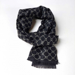 Schal Halstuch Gitternetzmuster grafisch, beige schwarz