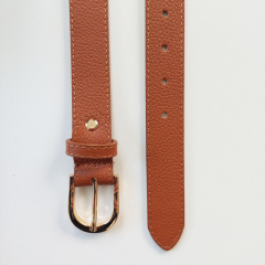 Ledergrtel Damen - Gr. 90 (109 cm) - goldene Schnalle - cognac braun