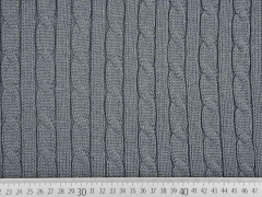 RESTSTCK 112 cm dicker Strickstoff Zopfmuster, grau