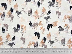 RESTSTCK 50 cm Crepe Blusenstoff Zebras, ecru