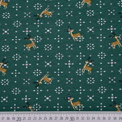 Jerseystoff Hirsche Blmchen, dunkelgrn