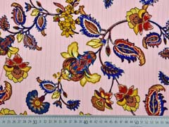 RESTSTCK 210 cm Viskose Stoff Blumen Glitzer Streifen, gold dunkelblau ocker rosa