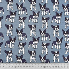Jerseystoff Hunde, dunkelgrau jeansblau