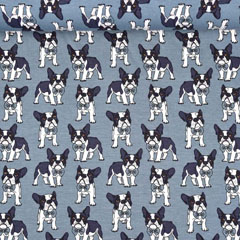 Jerseystoff Hunde, dunkelgrau jeansblau