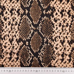 RESTSTCK 45 cm Jacquard Jerseystoff Schlangenmuster, braun schwarz
