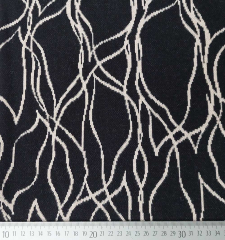 RESTST�CK 150 cm Jacquard Strickstoff abstrakte Linien, beige schwarz