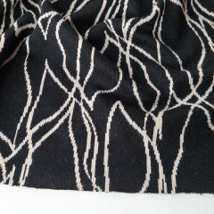 RESTST�CK 150 cm Jacquard Strickstoff abstrakte Linien, beige schwarz