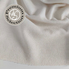 EINZELSTCK (2 m) Wollmischstoff mit Rippen in Cremewei - Made in Italy