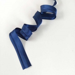 Schrgband Satin glnzend vorgefalzt 20 mm, marineblau