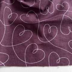 Flanell Stoff Baumwollstoff weie Herzen, burgundy