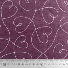 RESTST�CK 39 cm Flanell Stoff Baumwollstoff wei�e Herzen, burgundy