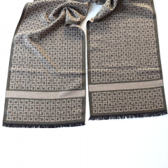 Schal Halstuch Labyrinthmuster grafisch, beige olivgr�n