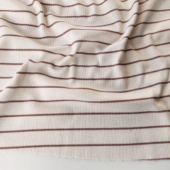 Rippenjersey Stoff Streifen, braun hellbeige