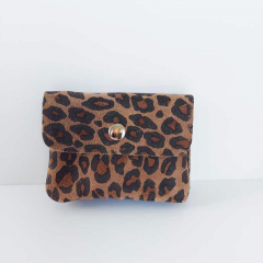 Wildleder-Geldb�rse Portemonnaie Leomuster klein, schwarz braun braun