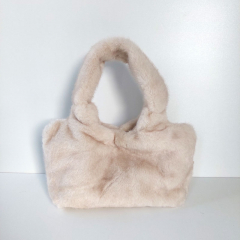 Fake Fur Felltasche flauschig weich uni, hellbeige