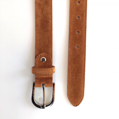 Wildlederg�rtel  uni Gr. 95 (114 cm) silberne Schnalle - hellbraun- Made in Italy