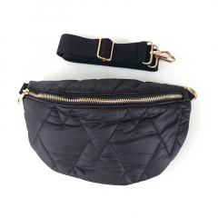 Bauchtasche Steppstoff gold RV Gurtband - schwarz