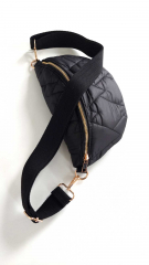 Bauchtasche Steppstoff gold RV Gurtband - schwarz
