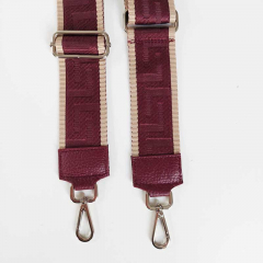 Taschengurt grafisches Muster 3D beige burgundy - burgundy Leder -silber Schnallen