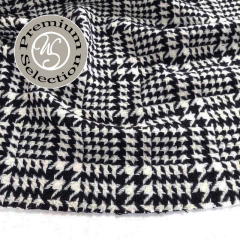 Wollstoff 100% Schurwolle Hahnentritt Deadstock schwarz cremewei� - Made in Italy