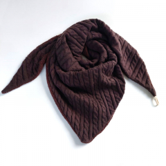 Wendeschal Dreieckstuch mit Knopf Zopfstrick Boucle Doubleface, dunkelbraun