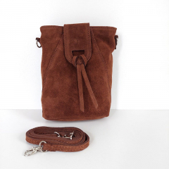 Wildledertasche rechteckig hochkant weich soft - Havanna Braun - Made in Italy